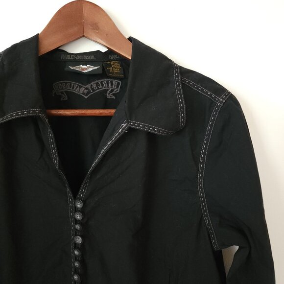 Harley Davidson Black Cotton Button up shirt - Picture 2 of 8